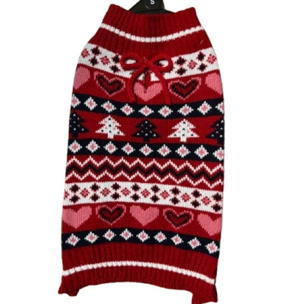 NWT Pet Posse Red and Pink Knit Dog Sweater Size Small